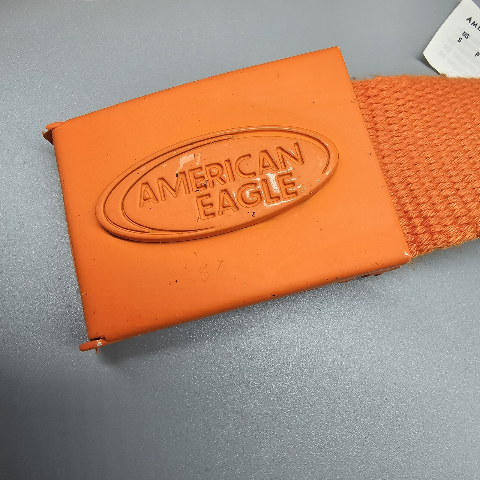 American Eagle Belt Unisex Size Small Orange Web Bottle Opener Military Buckle