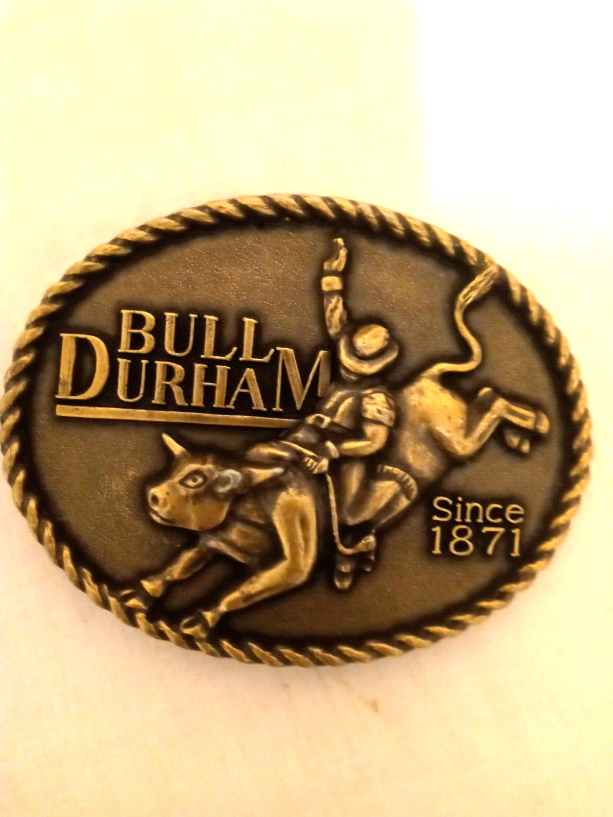 Vintage Bull Durham Brass Belt Buckle 1871
