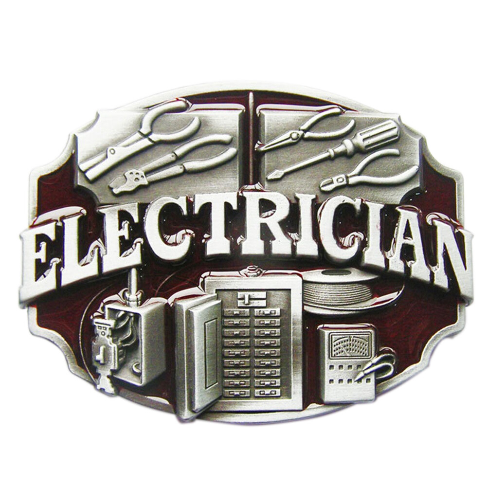 Antique Red Enamel Electrician Trades Tradesman Belt Buckle also Stock in US