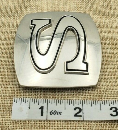 Initial « S » Belt Buckle Alphabet Monogram Chrome Metal Western Letter Free Ship