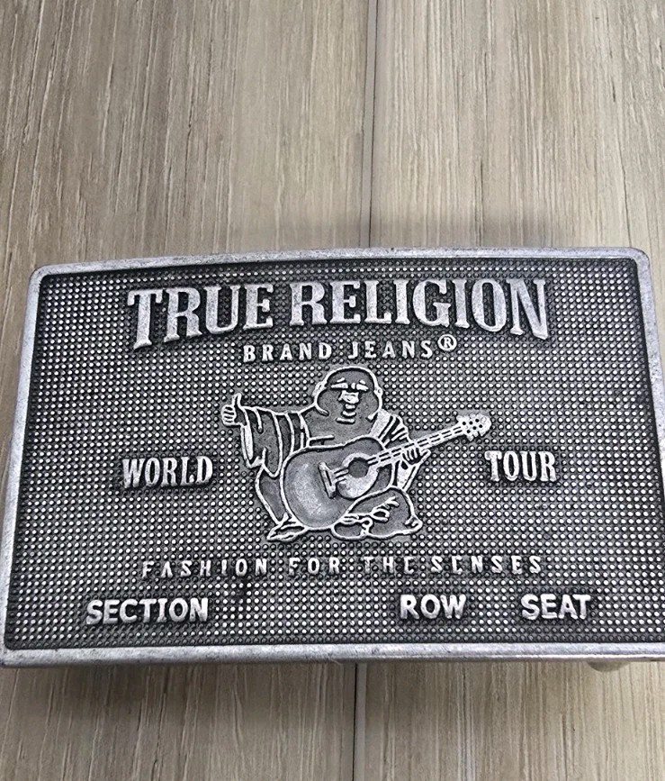 Vintage True Religion « World Tour » metal plaque belt buckle