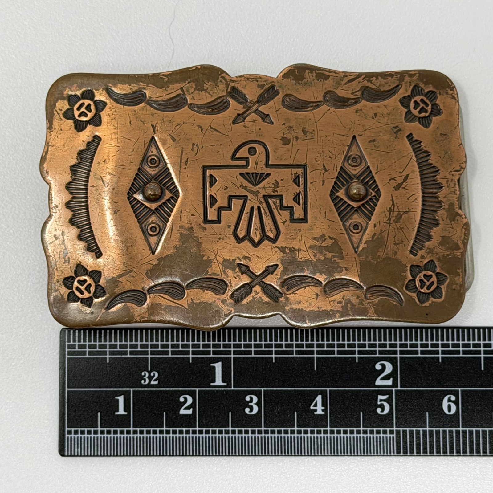Bell Trading Post Thunderbird Vintage Belt Buckle Copper Nickel Silver Western