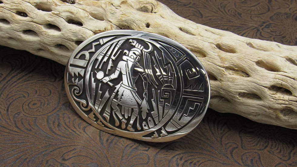 *Overlay Sterling Silver Dancer Belt Buckle