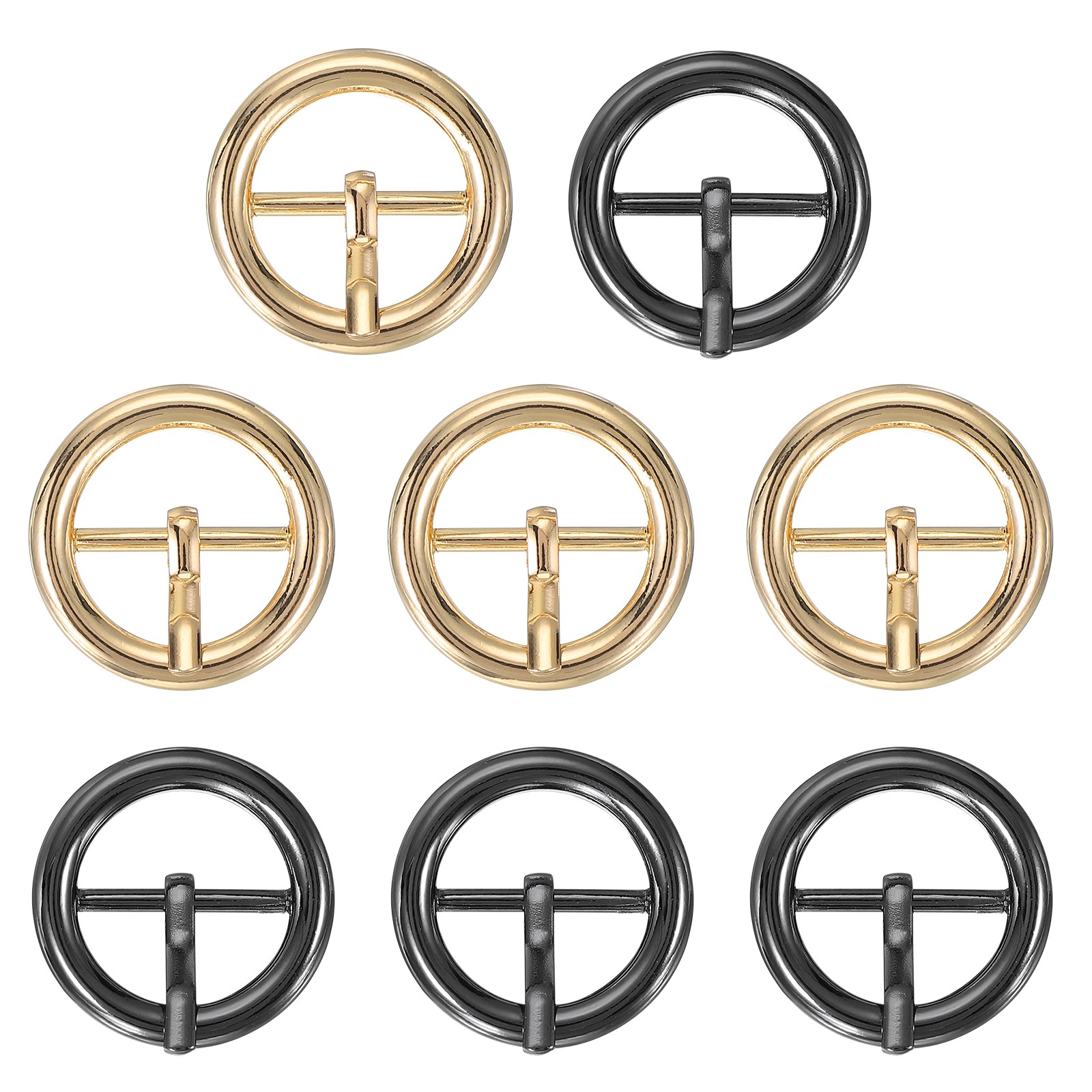 8Pcs 0.8&Prime; Single Prong Belt Buckle Metal Roller Buckle Light Gold/Black