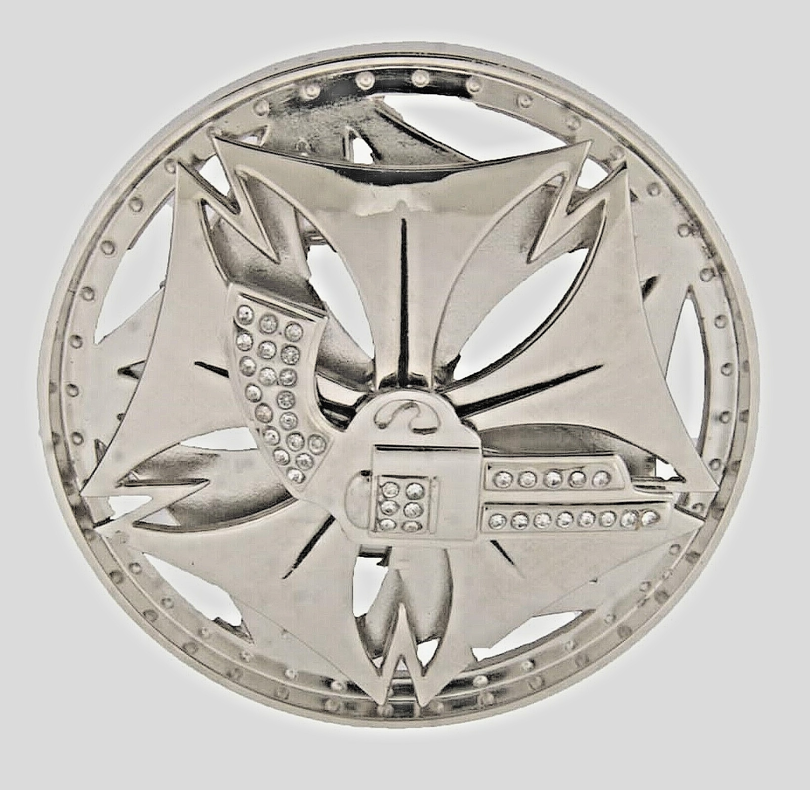 Gun Belt Buckle Vintage Spinners Silver Metal Men Women Western Rodeo Cowboy