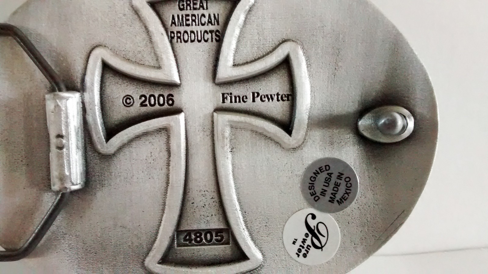 Pewter Belt Buckle Cross #4805 Great American Products Year 2006