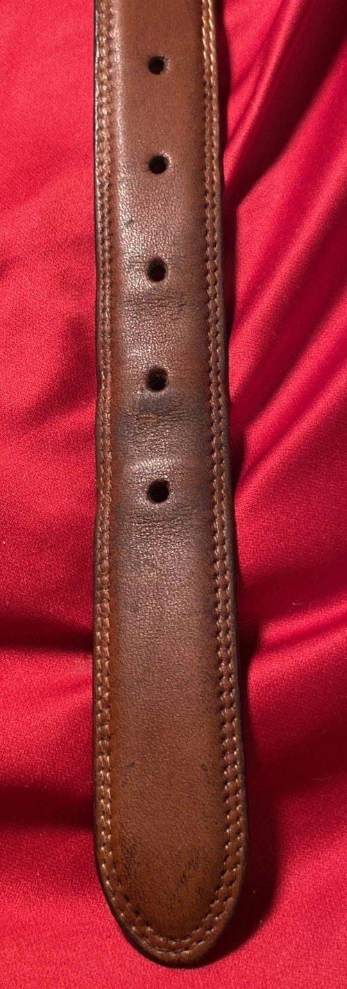 Tommy Hilfiger Mens Leather Brass Crest Belt Brown Size 32 Vintage