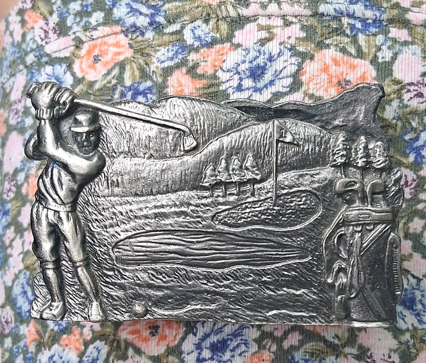 Silver 3D Golf Sports Theme Metal Western Belt Buckle for Men with Buckle Accent