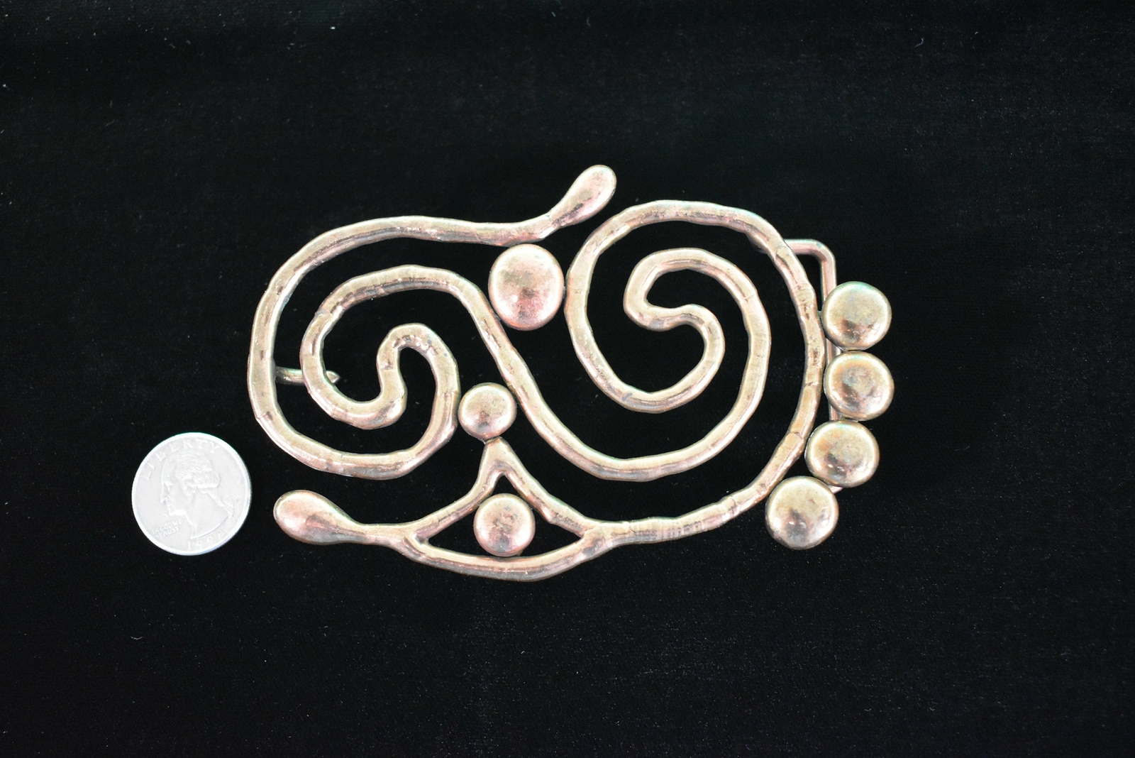 1970s Studio Artist Handmade Welded Copper Brass Vintage Belt Buckle