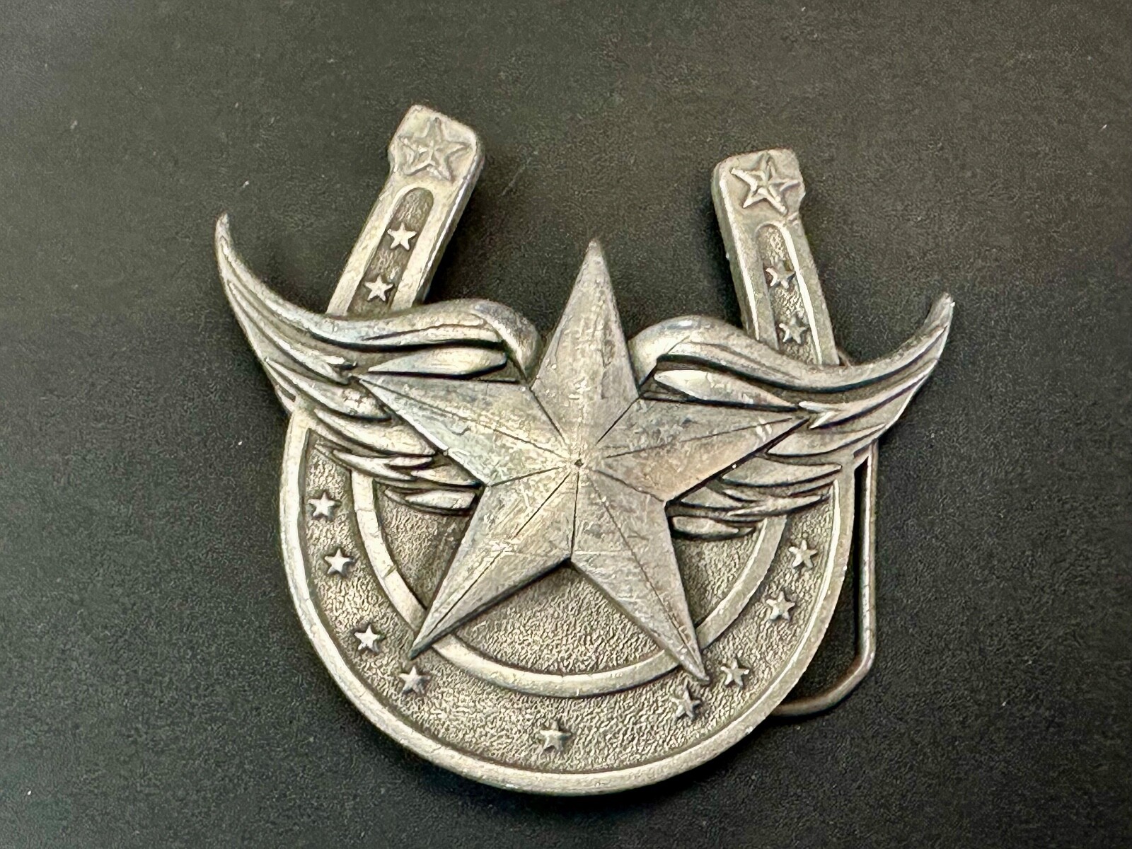 Lucky Star In Horseshoe Vintage 2004 Cutout Great American Products Belt Buckle