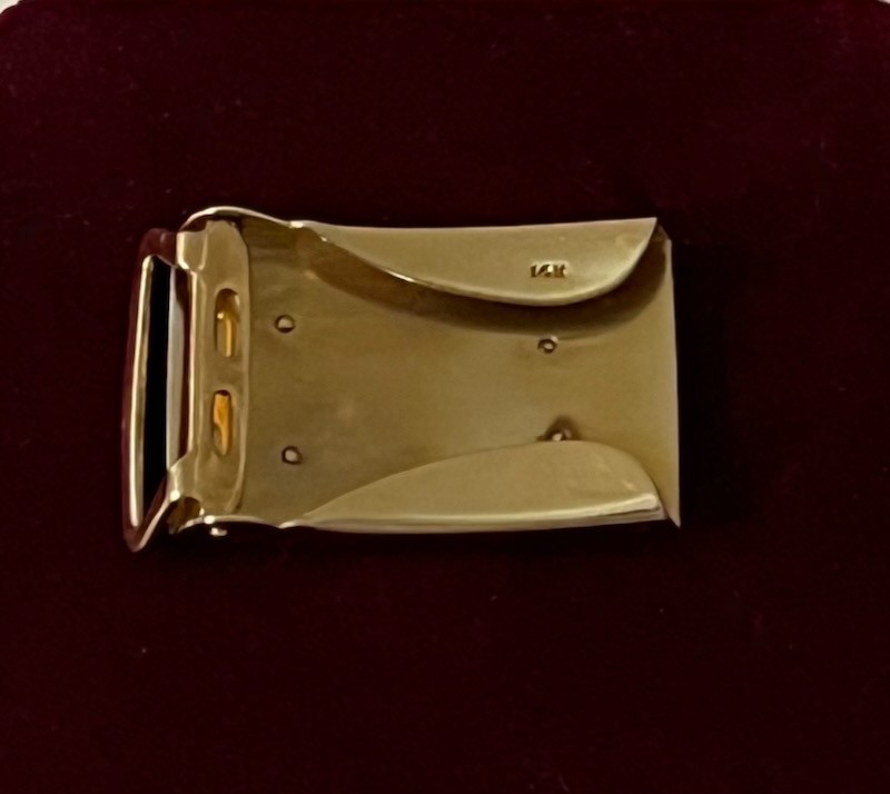 Men&rsquo;s 14K Solid Yellow Gold Belt Buckle, Has Block Monogram, 25.1 grams