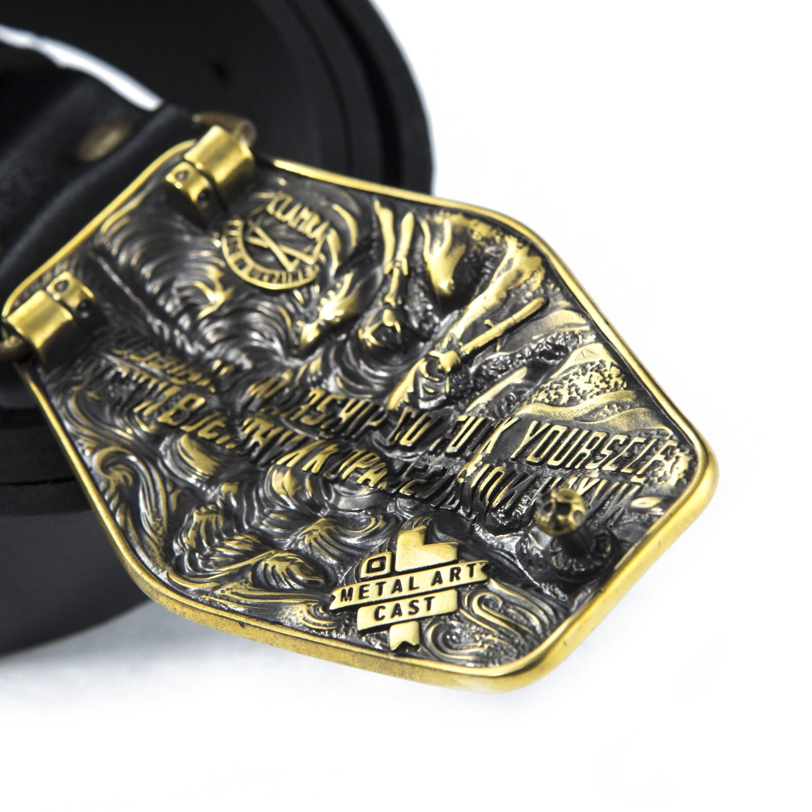 Warship done! solid brass belt buckle, ukrainian trident, russian combat ship