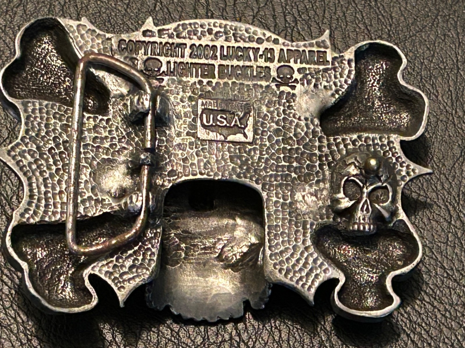 2002 LUCKY-13 APPAREL LIGHTER BELT BUCKLE, pewter, nice