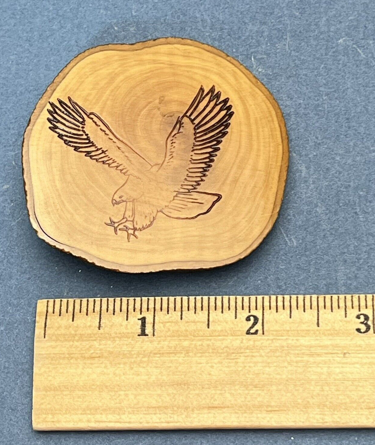 Eagle Landing Belt Buckle Wood Burning Design Patriotic American READ
