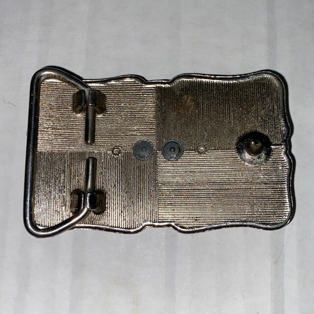 Vintage Two Tone Semi Truck Rectangular Cut Out Belt Buckle