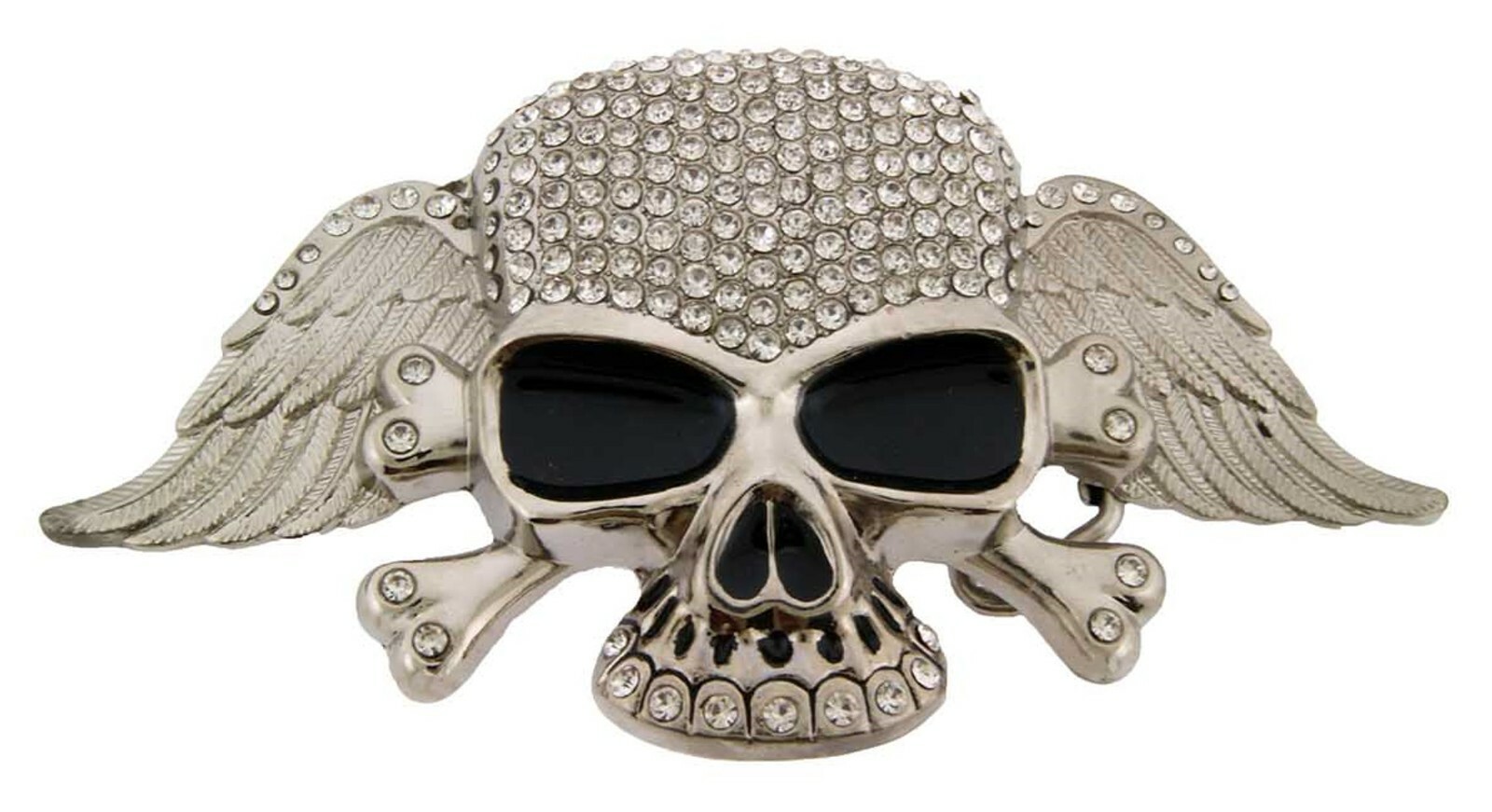 Skeleton Belt Buckle Skull Crossbones Crown Rhinestone Metal Fashion Mens Womens