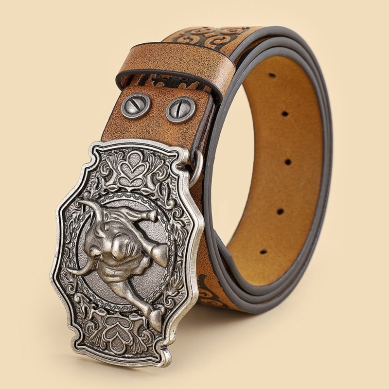 Man Belt PU Leathers Western Cowboy Vintage Waist Belt Causal Waistband Jeans
