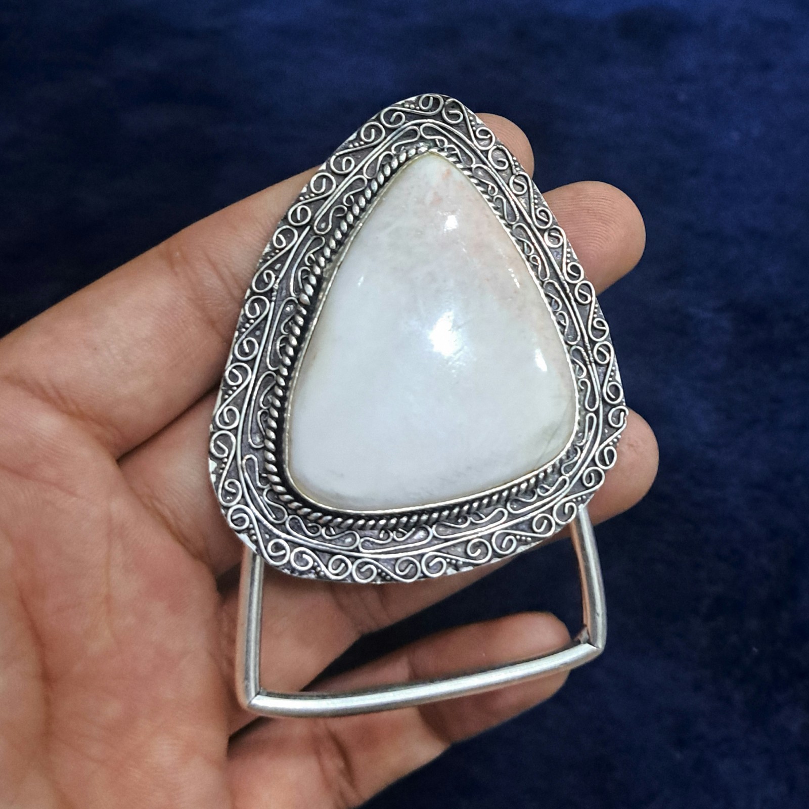 Scolecite Silver Plated Belt Buckle Handmade Natural Gemstone Western Boho Belt