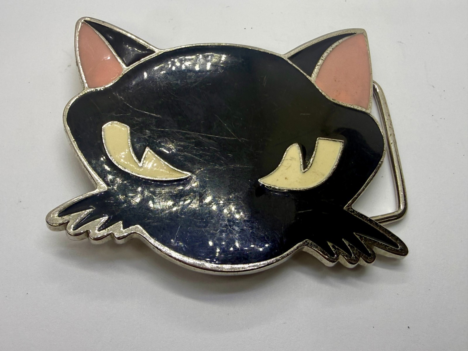 Black Kitty Cat Cartoon Anime Novelty Gift Enamel Belt Buckle