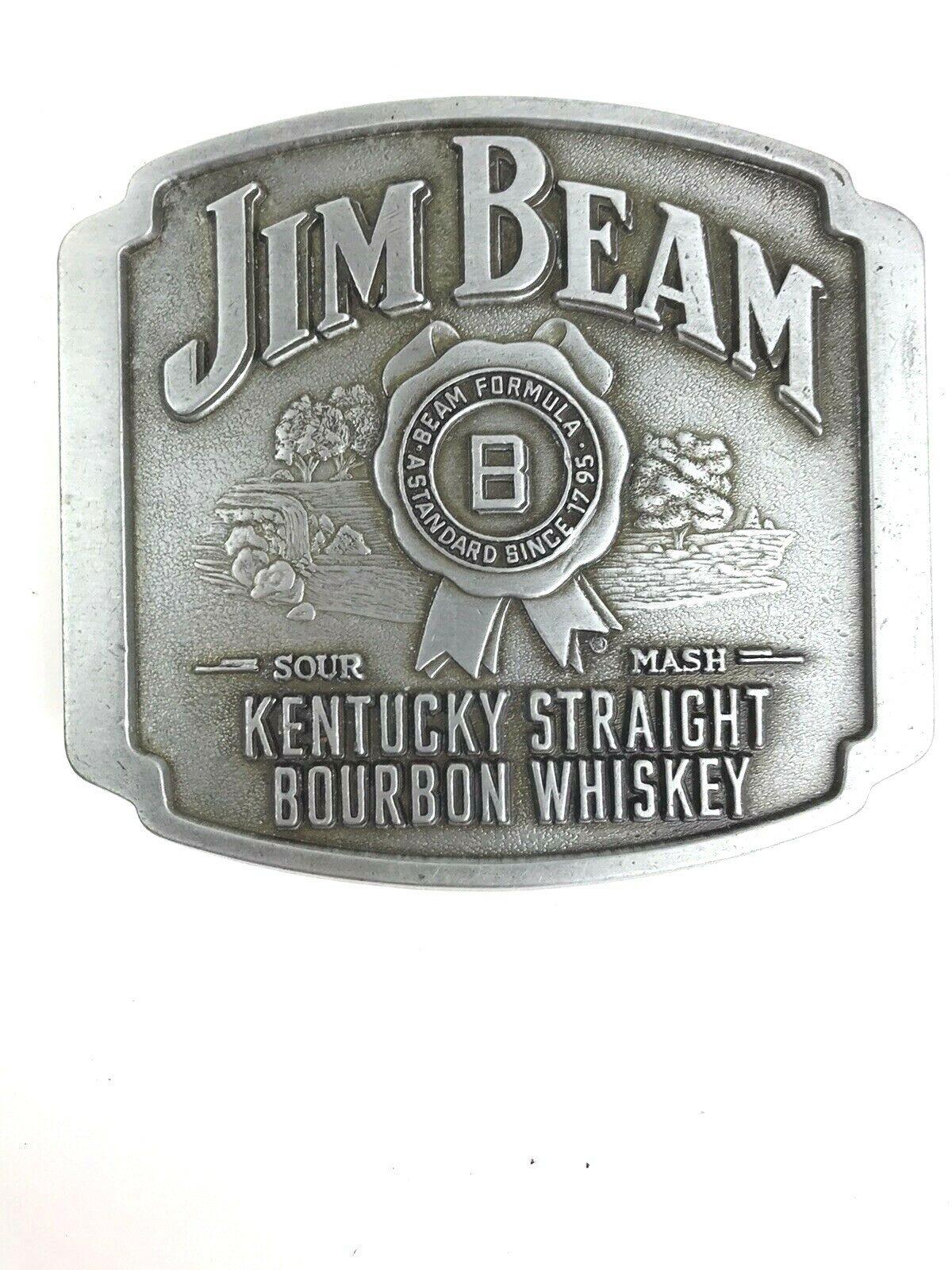 Vintage Jim Bean Whiskey Cowboy Rodeo Belt Buckle Country Western