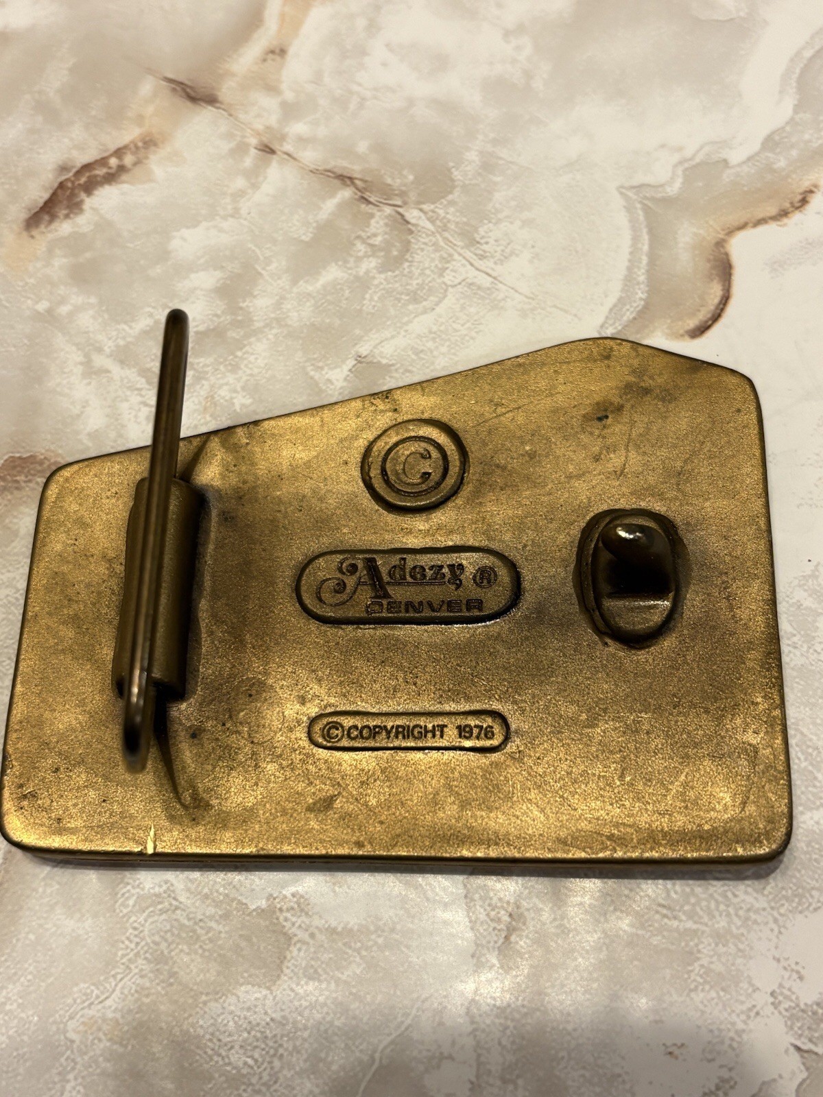 U S A Fire Fighters Belt Buckle Solid Brass Fire Engine Adezy Denver 1976