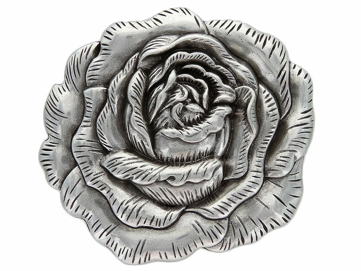 ANTIQUE ENGRAVED ROSE FLOWER BUCKLE WOMEN&rsquo;S BELT BUCKLE fits up to 1-1/2&Prime;
