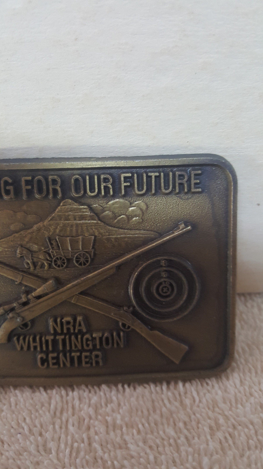 Vintage *NRA* Whittington Center Brass Belt Buckle – MINT – NEW !!!