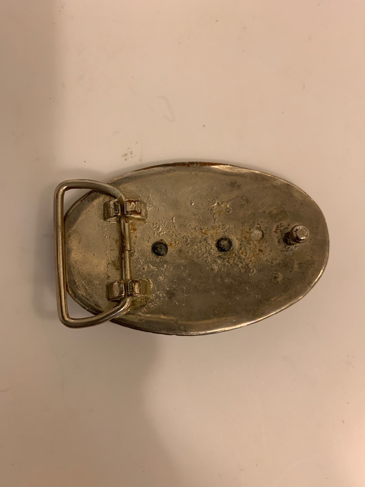 Vintage Flying Duck Oval Belt Buckle Chrome Plated