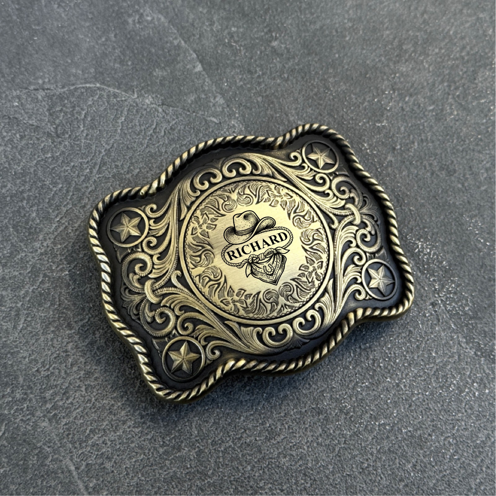 Belt Buckle Custom Personalized Monogrammed Western Buckle for Belts Wide 1.5&Prime;