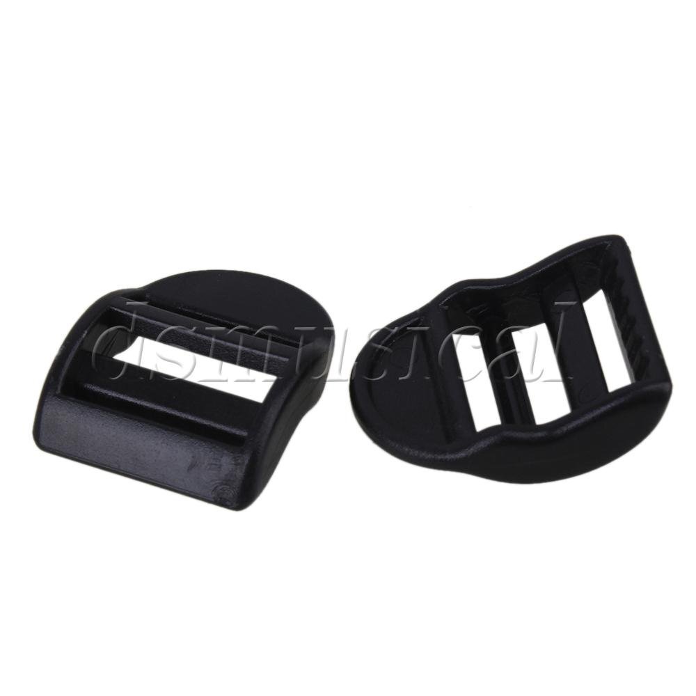 20Pcs 2cm Black Plastic Webbing Slider Shape Tension Lock Buckle Adjuster