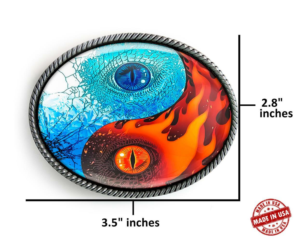 Yin Yang Sci-fi Dragon Tattoo Handmade Resin Artisan Belt Buckle