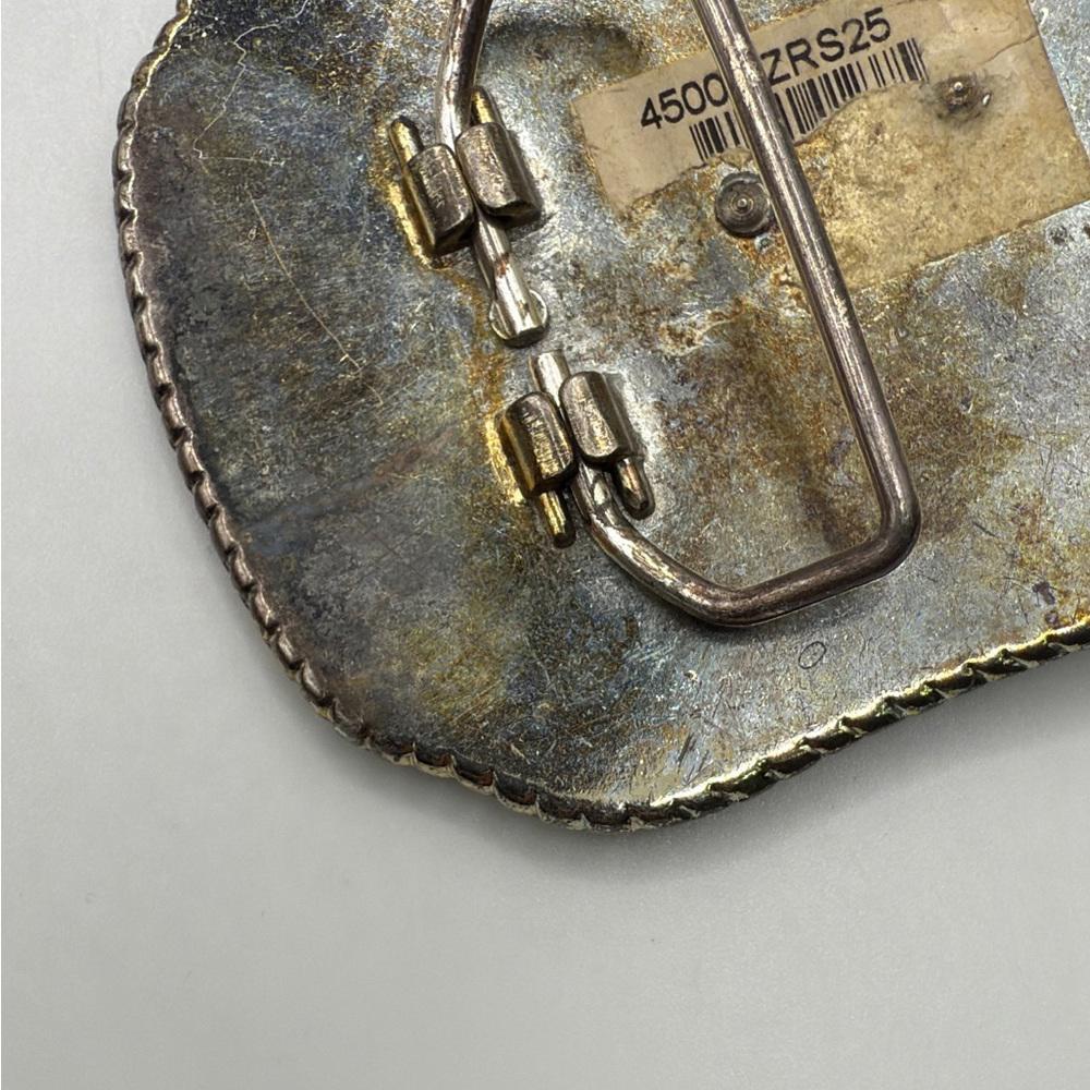 Vintage Silver Tone Plated Belt Buckle Bull Riding Western Cowboy