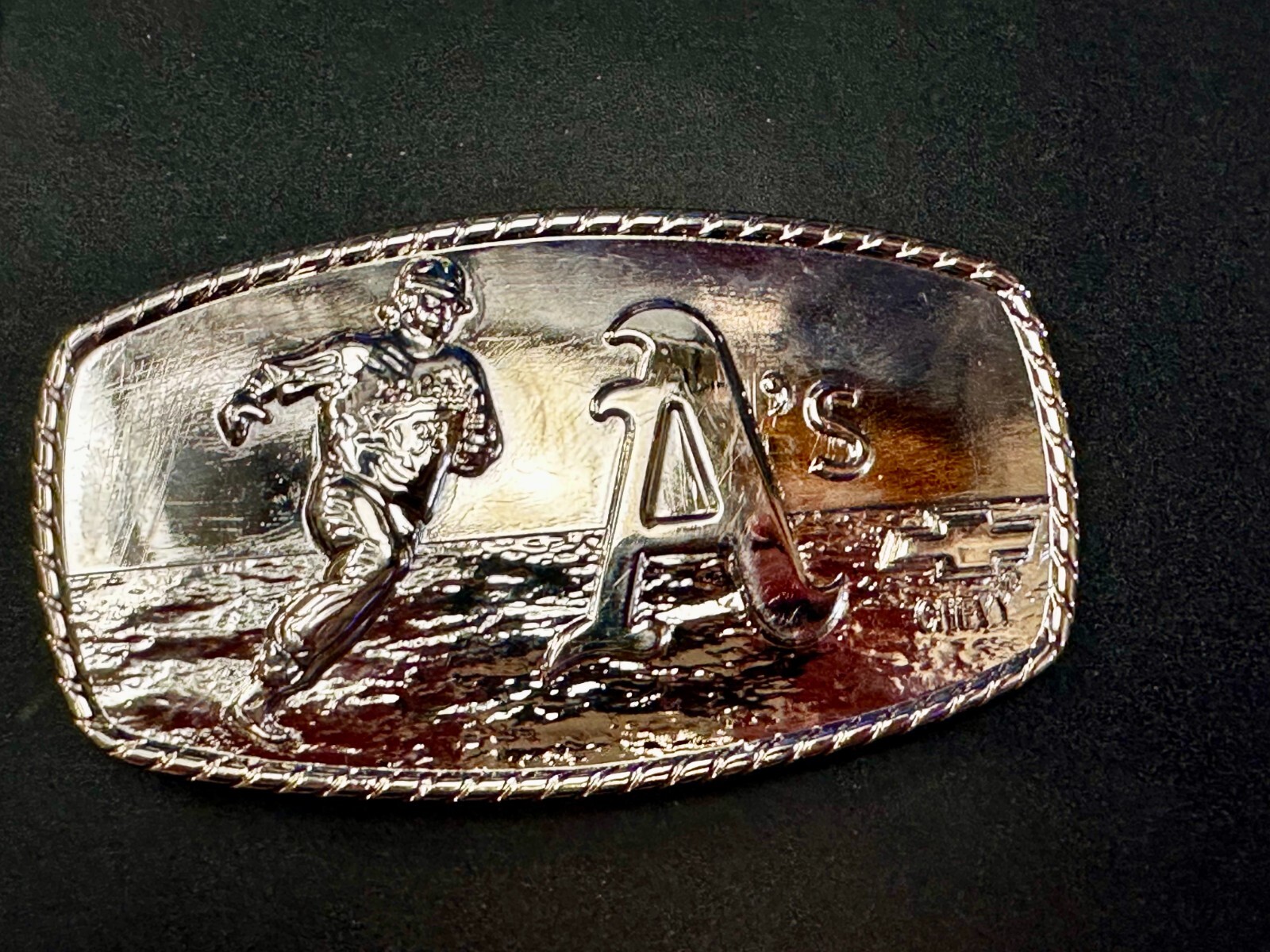 A&rsquo;s Baseball Logo Athletics Sports Oakland CA Silver Color Wide Belt Buckle