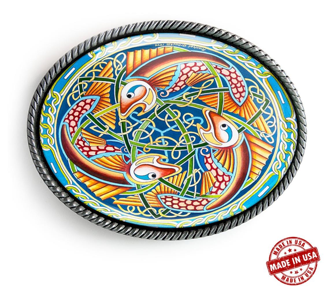 Ancient Celtic Fish Art Irish Knot Mandala Handmade Artisan Belt Buckle