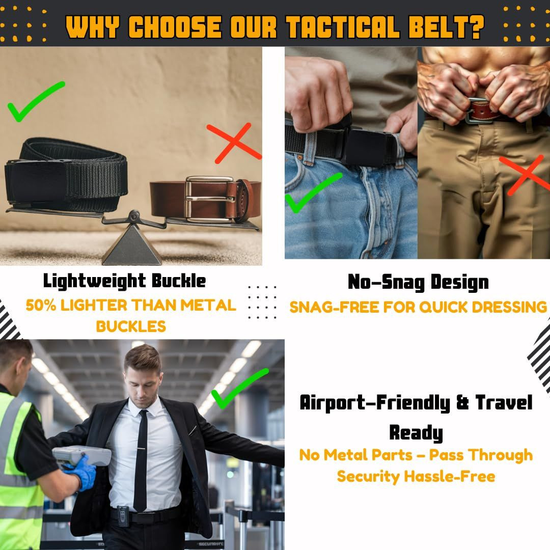 Vyxoran Nylon Belts for Men Military Tactical Slide Plastic 120cm, Black