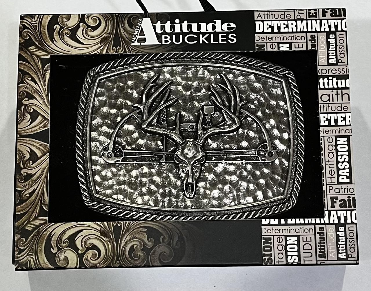 Montana Silversmiths Attitude Hunting Trophy Deer Skull Western Belt Buckle