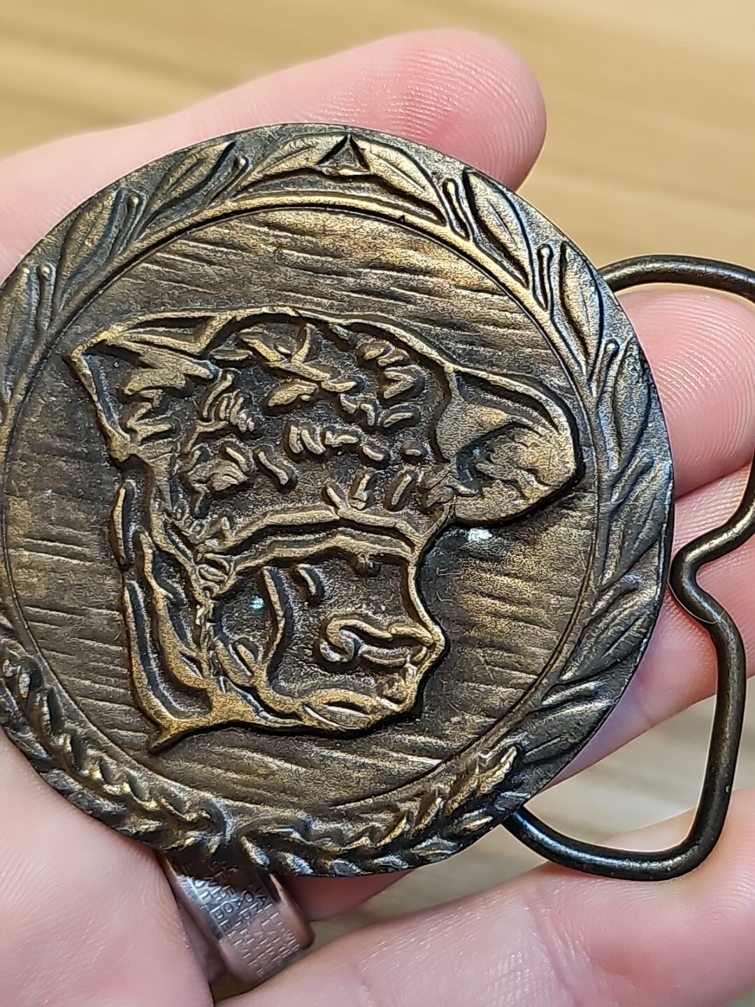 Vintage 1976 Western Cow Stamped G & H Metal Brass ? Belt Buckle