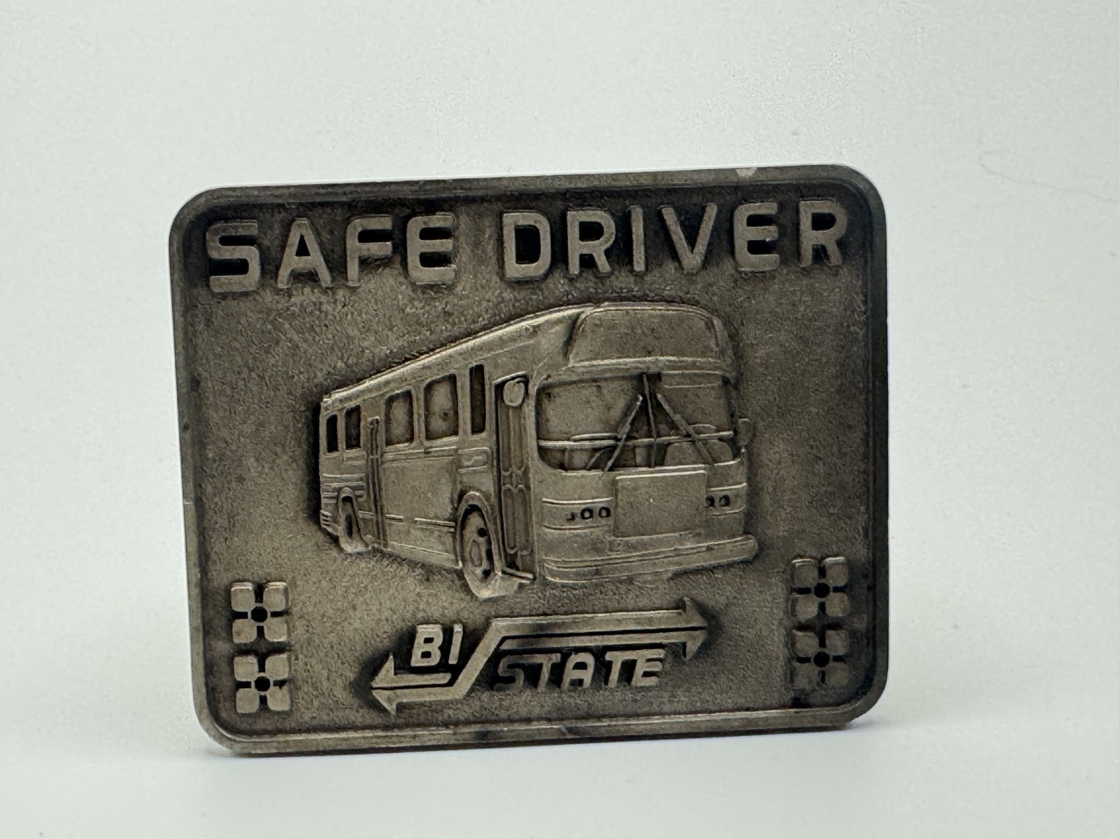 Vintage Safe Driver Bus Transportation Bi-State Metal Belt Buckle 2.5×2 inches
