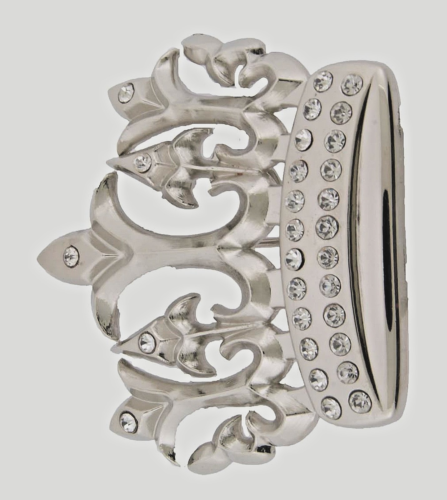 Crown Belt Buckle Silver Metal Bling Rock Rebel Western Cowboy Cowgirl Men Rodeo