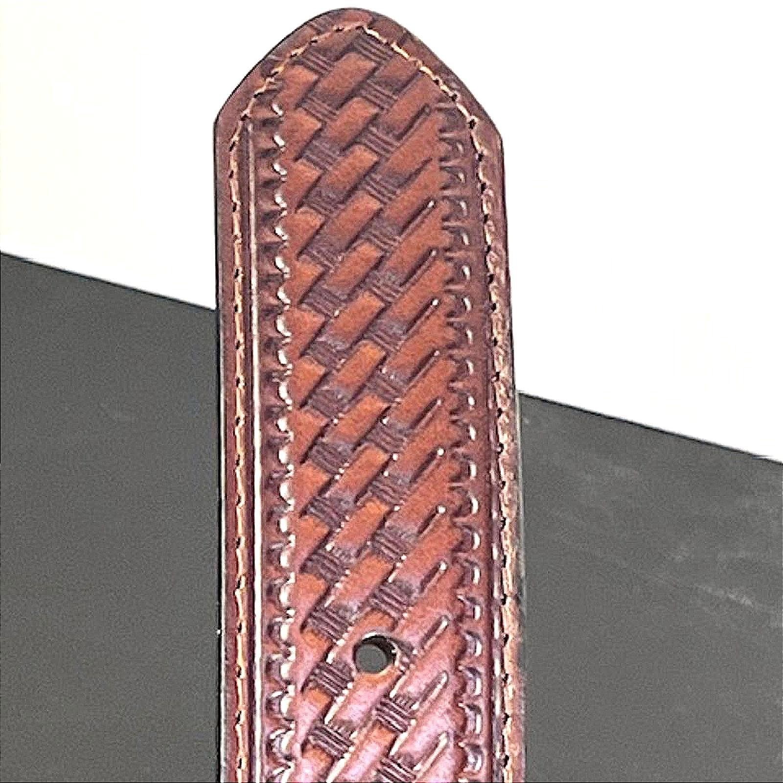 Schmidt Embossed Leather Belt with Brass Gold Buckle Men&rsquo;s Sz 50