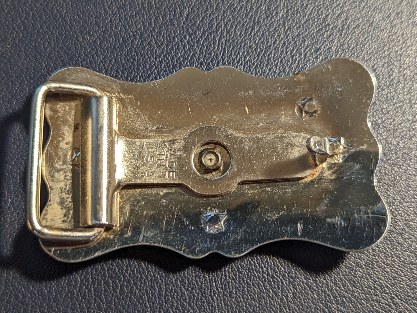 Vintage Covered Wagon Western Belt Buckle, Silver with Bronze Wagon
