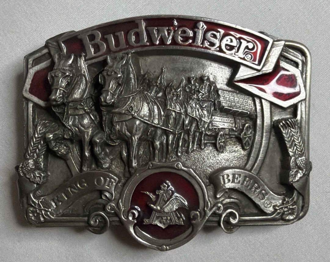 Vintage Budweiser Clydesdales King of Beers Pewter Belt Buckle