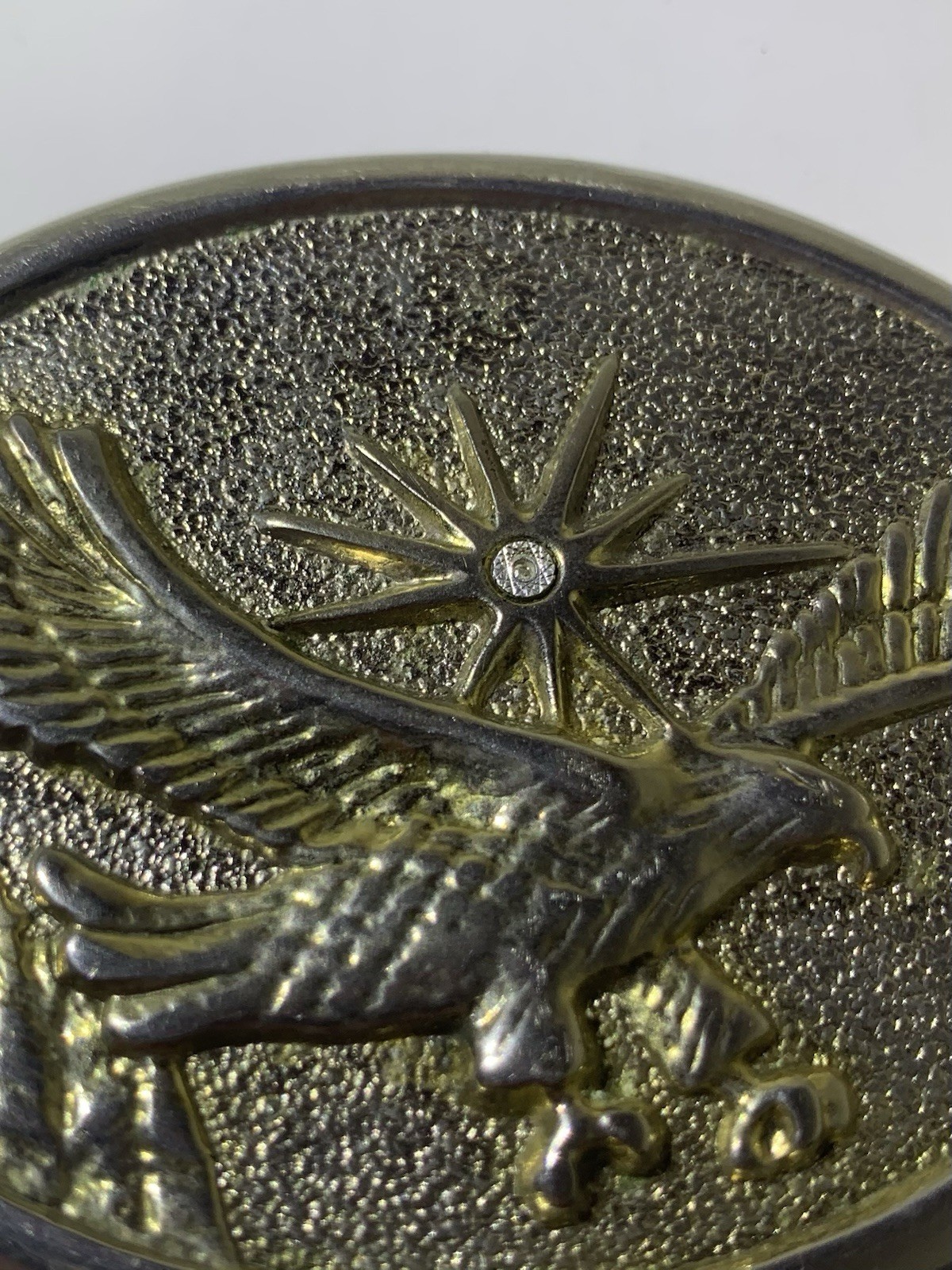 Vintage Silver Gold-Tone Flying Eagle Belt Buckle Metal Jeweled Sun Unbranded