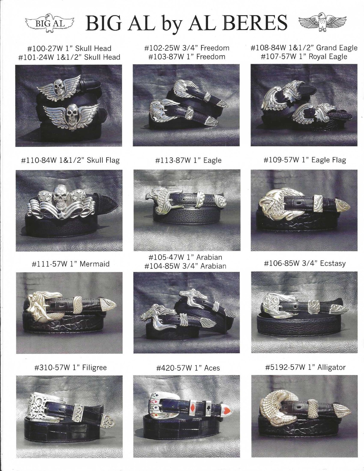 AL BERES 1995 8 PAGE 8.5&Prime; BY 11&Prime; CATALOG OF STERLING SILVER AND WESTERN BUCKLES