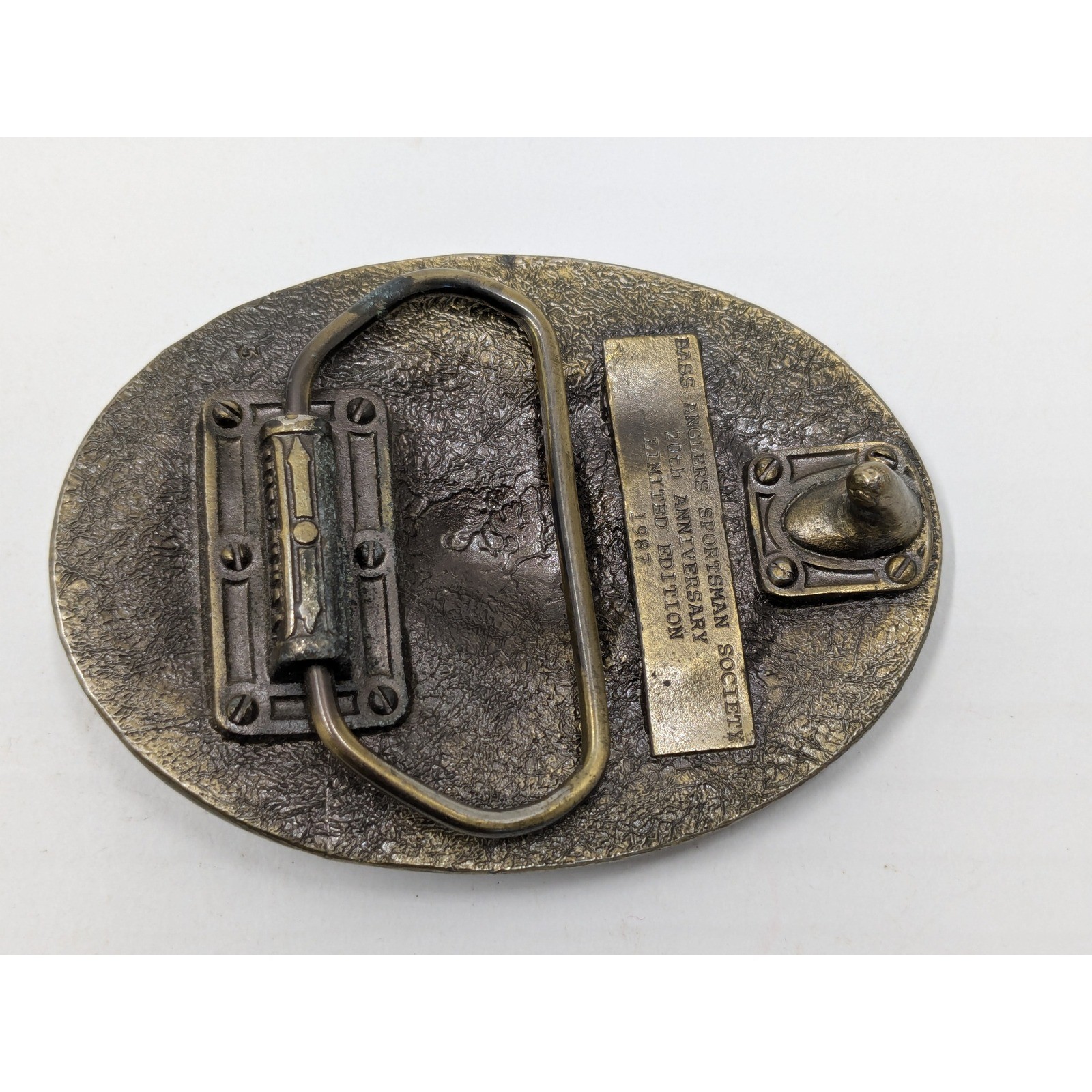 Vintage BASS Anglers Sportsman Society 20th Anniversary Belt Buckle 1967-1987