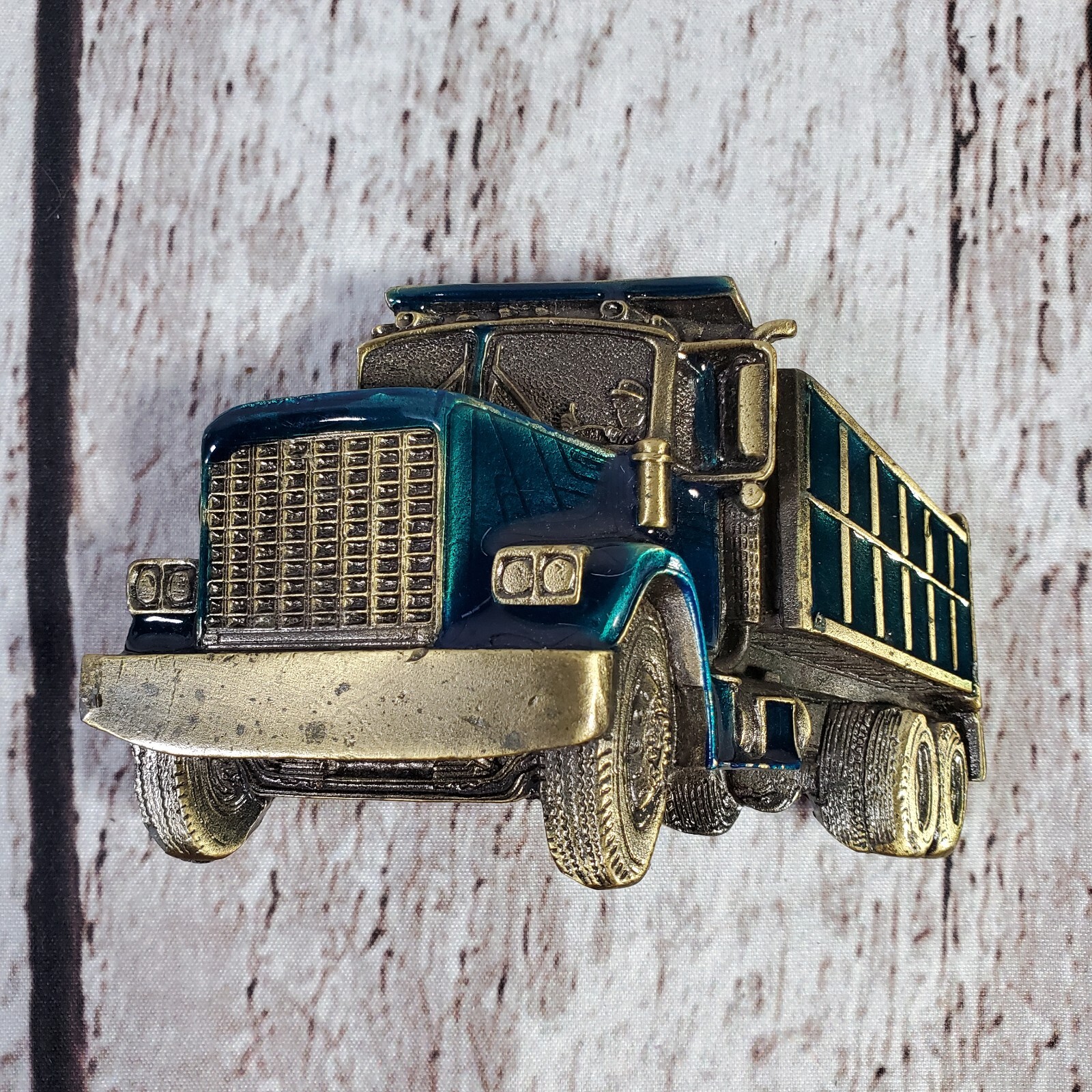 Vtg Dump Truck 80s Belt Buckle 237 Great American Buckle Co 1982 Trucker