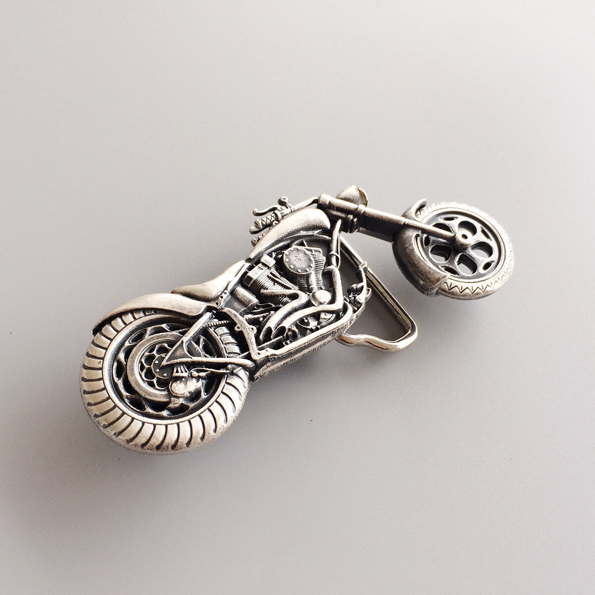 Vintage Silver Plated Heavy Motorcycle Biker Rider Belt Buckle