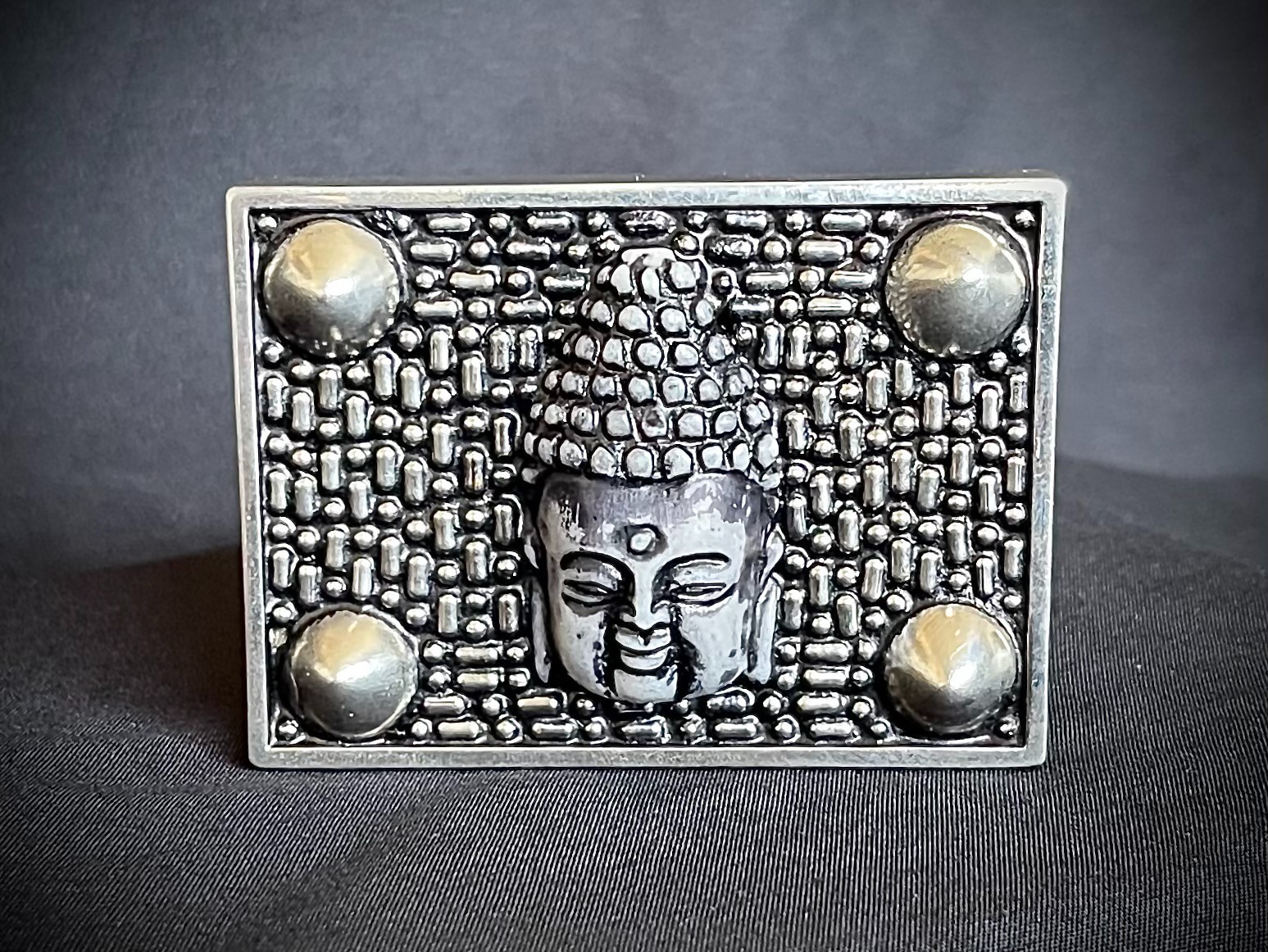 Buddha Belt Buckle Handmade Zen Spiritual 3.75” OOAK Darren McNeese