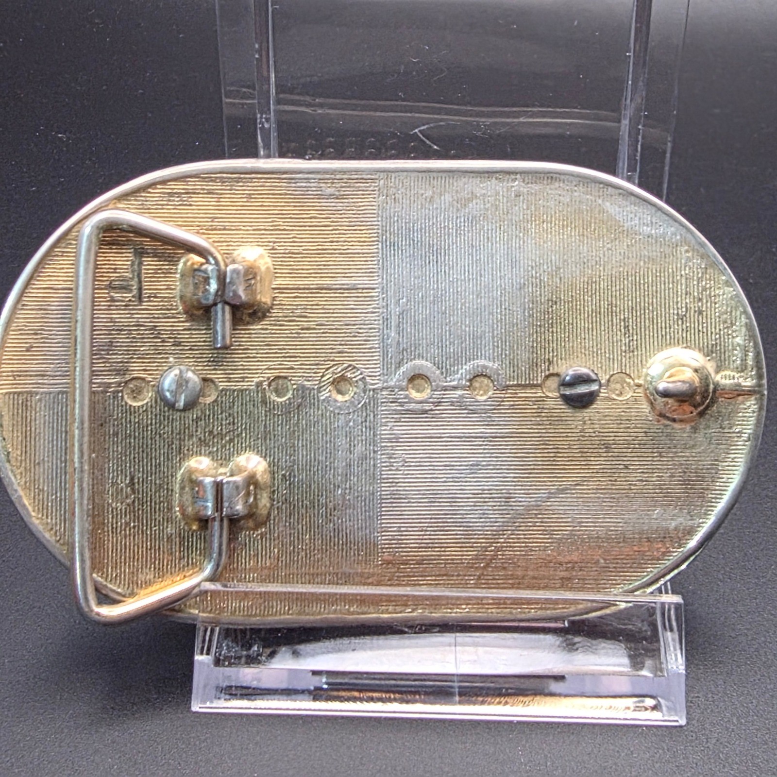 Vintage American Legion Belt Buckle Mens Gold Silver Excellent Oval Emblem