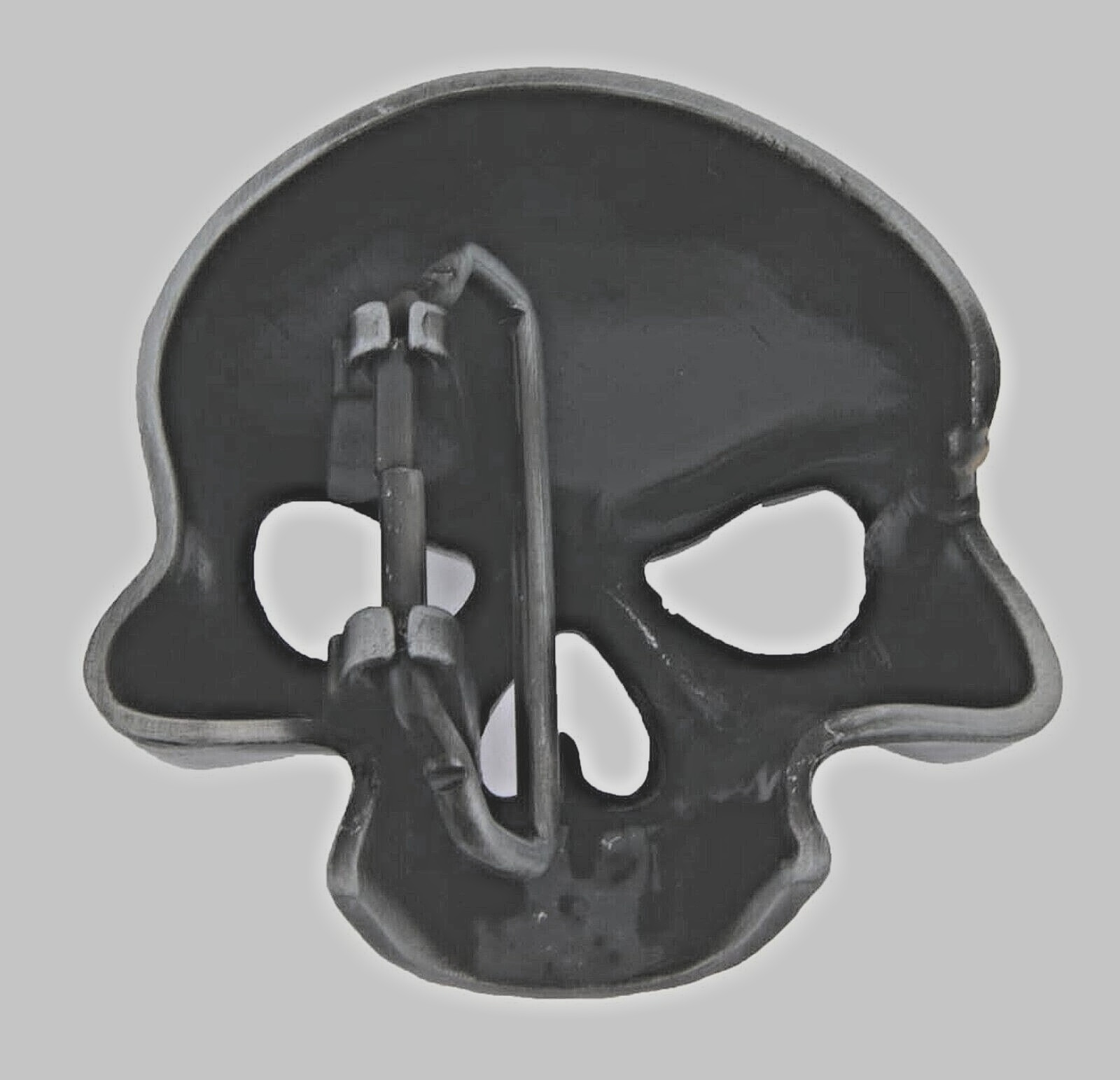 Skull Belt Buckle Men Gunmetal Skeleton Rhinestones Halloween Costume New Pirate